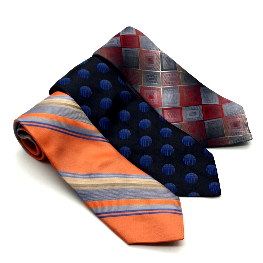 LKNW Lot Of 3 Murano Silk Ties Striped Geometric